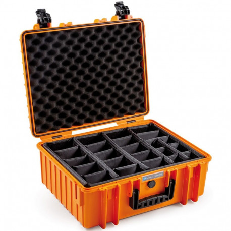 B&W Outdoor Case Type 6000 oranž koos vahesüsteemiga