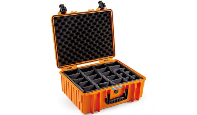B&W Outdoor Case Type 6000 oranž koos vahesüsteemiga