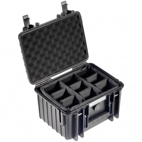 B&W Outdoor Case Type 2000 must polsterdatud vaheseina sisuga