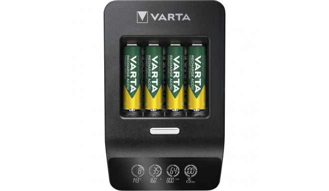 Varta LCD ülikiire laadija koos 4 patareiga 2100 mAh AA + 12V