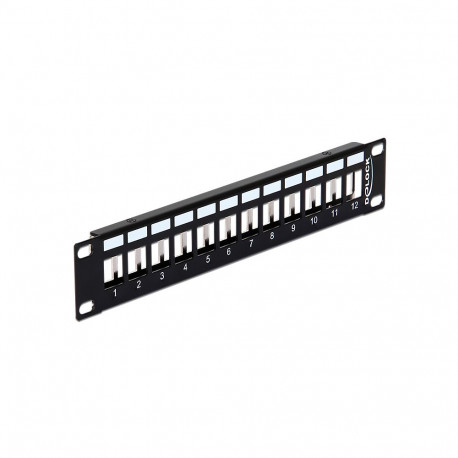 Paneel RJ45 Cat5e/Cat6/Cat6a 12 port 1U 10 tolli must tühi