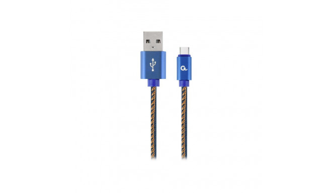 Cablexpert Premium teksariidest Type-C USB kaabel metallist ühendustega CC-USB2J-AMCM-1M-BL