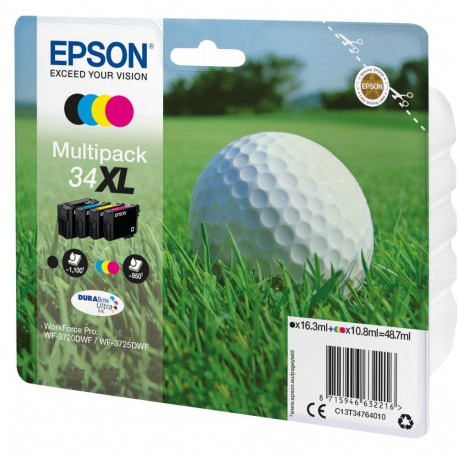 "Epson Tinte 34XL C13T34764010 4er Multipack (BKMCY) bis zu 950 Seiten"