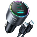Joyroom Car Charger C+C+U, 100W, with Type-C to Type-C 100W cable (1,20m) Black (JR-CCN07)