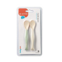 BabyOno plastic spoons for babies 2 pcs beige green 1066/07