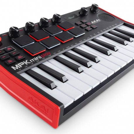 AKAI MIDI-klahvistik-padikontroller MPK Mini Play MK3 USB, must, punane