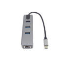 PremiumCord Adapter USB-C to Gigabit 10/100/1000Mbps + 3x USB3.2 connector