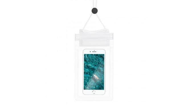 Waterproof bag for mobile phone with zipper closing white