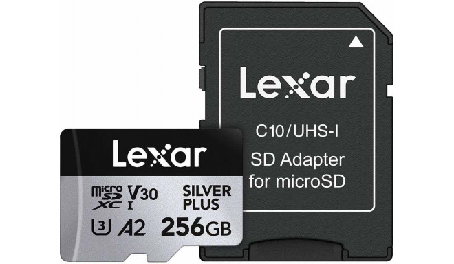 Lexar memory card microSDXC 256GB Silver Plus A2 + adapter