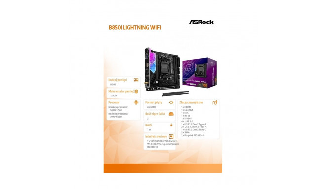 Motherboard B850I LIGHTNING WIFI AM5 2DDR5 ITX