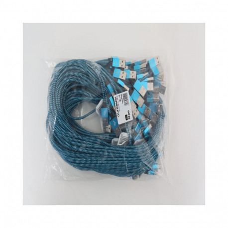 OMEGA FABRIC BRAIDED MICRO USB TO USB 2A POLY 1M BLUE [44190]