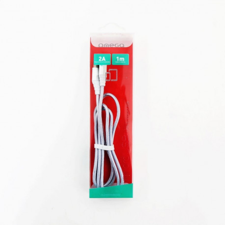 OMEGA USB LIGHTNING BRAIDED CABLE 1,5M RED