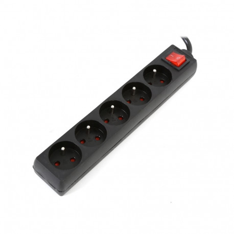 OMEGA POWER STRIP 5M 16A 5 SOCKETS TYPE E FRENCH BLACK[41107]