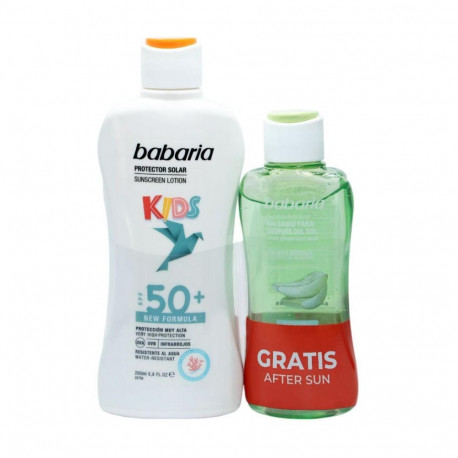 Babaria laste päikesekaitsevahend SPF50+ veekindel 200ml + päevitusjärgne palsam 1tk