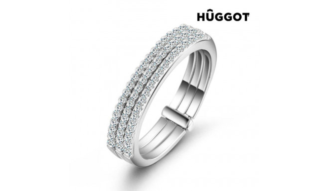 Кольцо Hûggot Three из стерлингового серебра 925 пробы с фианитами - 17,5 mm