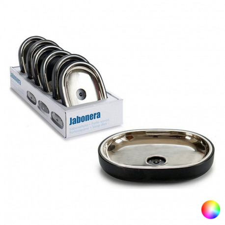 Soap dish Silver Stainless steel Plastic 9,5 x 2,5 x 13 cm - White