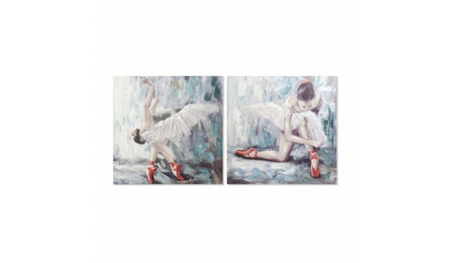 Glezna DKD Home Decor Canvas Pelēks Zils Koks Balts (100 x 3 x 100 cm) (2 gb.)