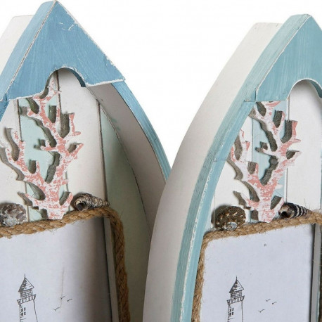 Photo frame DKD Home Decor 8424001731435 Barco Blue White MDF Wood Mediterranean (2 Units)