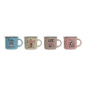 Krūze DKD Home Decor Coffee Porcelāns Bone China (180 ml) (4 pcs)