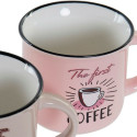 Mug DKD Home Decor Coffee Bone China Porcelain (180 ml) (4 pcs)