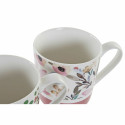 Mug DKD Home Decor Bone China Porcelain (410 ml) (4 pcs)