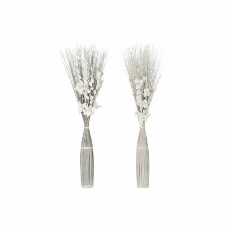 Lillekimp DKD Home Decor 8424001847440 Kwiaty Hall Valge Kuivatatud lill (40 x 40 x 150 cm) (2 Ühiku