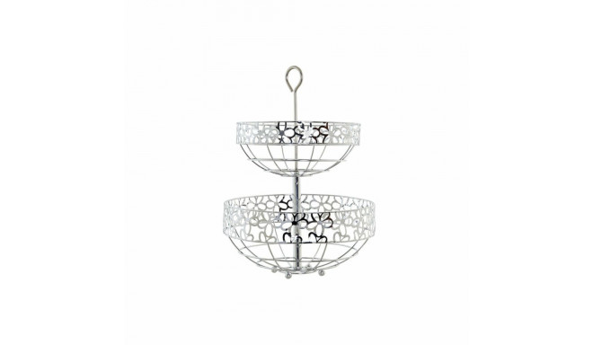 Fruit Bowl DKD Home Decor Silver Metal Flowers (28 x 28 x 39 cm)
