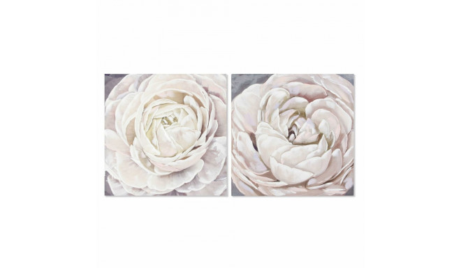 Canvas DKD Home Decor Canvas MDF Wood 80 x 3 x 80 cm Flower