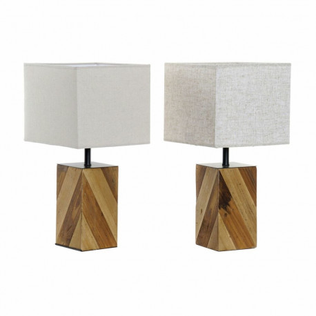 Laualamp DKD Home Decor 25,5 x 25,05 x 52 cm Kuusk Naturaalne Beež Metall Kreemikas 220 V 60 W 25 x