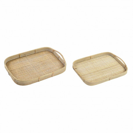 Набор подносов DKD Home Decor Коричневый ротанг (51.5 x 36 x 7.5 cm) (44.5 x 31.5 x 6 cm) (2 pcs)