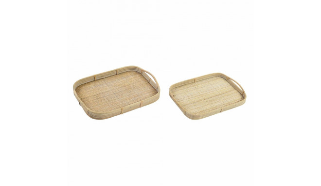 Набор подносов DKD Home Decor Коричневый ротанг (51.5 x 36 x 7.5 cm) (44.5 x 31.5 x 6 cm) (2 pcs)