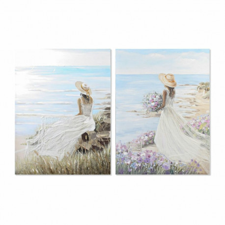 Glezna DKD Home Decor Dāma 90 x 4 x 120 cm Vidusjūra (2 gb.)