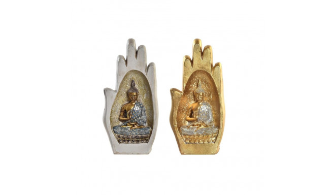 Decorative Figure DKD Home Decor Grey Golden Buddha Resin (10 x 7,2 x 20,9 cm) (2 Units)