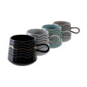 Krūze DKD Home Decor Melns Pelēks Zils Rozā Keramika Moderns (400 ml) (4 gb.)