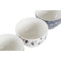 Kausside komplekt DKD Home Decor Valge Punane Hall Portselan 500 ml 13 x 13 x 8 cm (3 Ühikut)