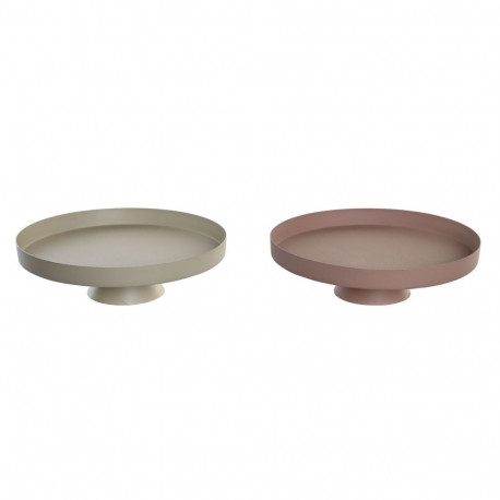 Lauakaunistus DKD Home Decor Beež Roosa 31 x 31 x 9 cm Linna (2 Ühikut)