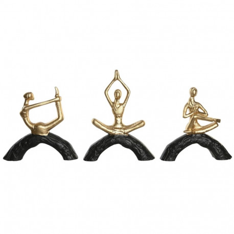 Dekoratiivkuju DKD Home Decor 28 x 7 x 35 cm 28 x 8 x 36 cm Must Kuldne Yoga (3 Ühikut)