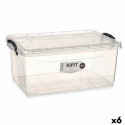 kaanega säilituskarp Läbipaistev Plastmass 22 L 32 x 20,5 x 50 cm (6 Ühikut)