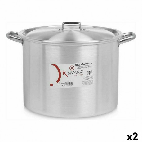Casserole with Lid Kinvara 100040 100040 Silver Aluminium 46 x 30 x 37 cm Ø 34 cm (2 Units)