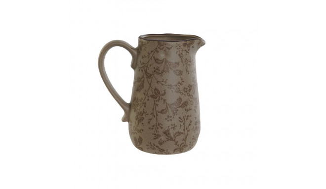 Jug Home ESPRIT Brown Green Stoneware Leaf of a plant Shabby Chic