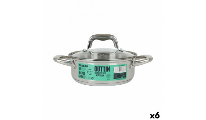 Casserole with glass lid Quttin Caesar Steel ø 18 x 7 cm (6 Units)