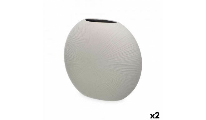 Vase Gift Decor 40/36-CZ 40/36-CZ Grey Ceramic Circular 36 x 34 x 16 cm (2 Units)