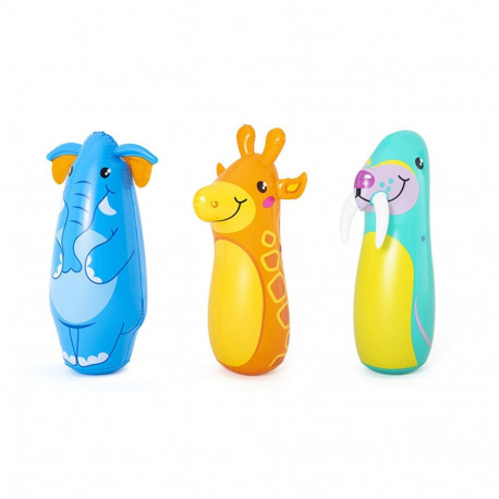 Laste täispuhutav poksikott koos alusega Bestway loomad 89 cm