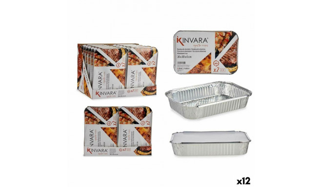 Set of Food Trays Kinvara 82176 82176 Silver Aluminium 21 x 6 x 30,5 cm 12 Units