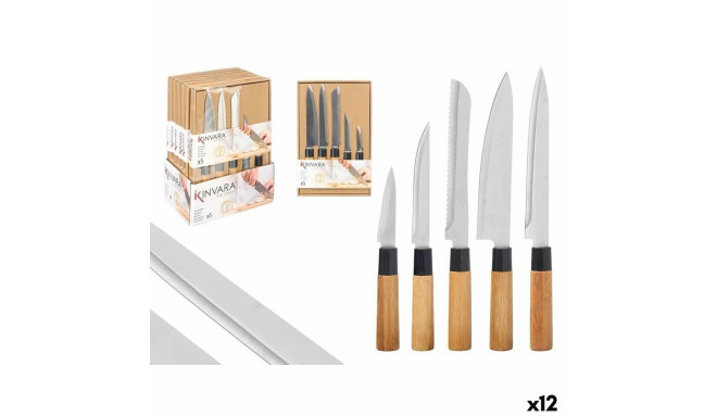 Knife Set Kinvara SJ6533B SJ6533B Brown Metal Bamboo (12 Units)