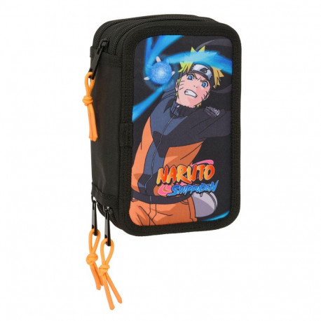 Kolmepoolne pinal Naruto Must 12,5 x 19,5 x 5,5 cm 37 Tükid, osad