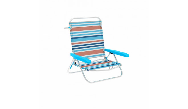 Marbueno Folding Chair 5 Positions Aluminum Orange Blue Stripes Beach Pool 63X76X78 cm