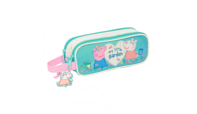 Kahe tõmblukuga pliiatsikarp Peppa Pig Pretty flowers Kollane Mündiroheline 21 x 8 x 6 cm