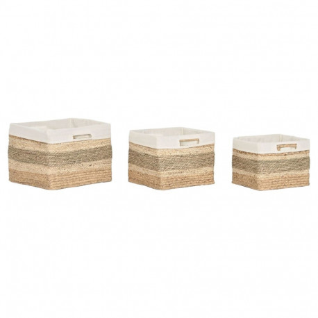 Basket set Home ESPRIT Natural Seagrass Tropical 40 x 33 x 28 cm 3 Pieces