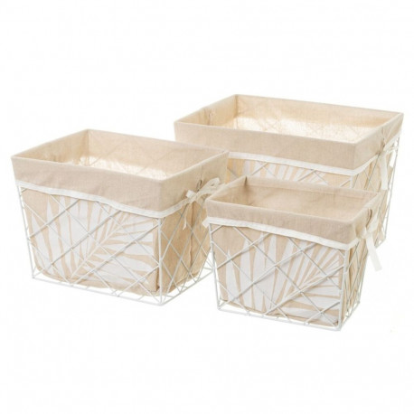 Set of Baskets NATURLIFE White Sand Iron (3 Units)